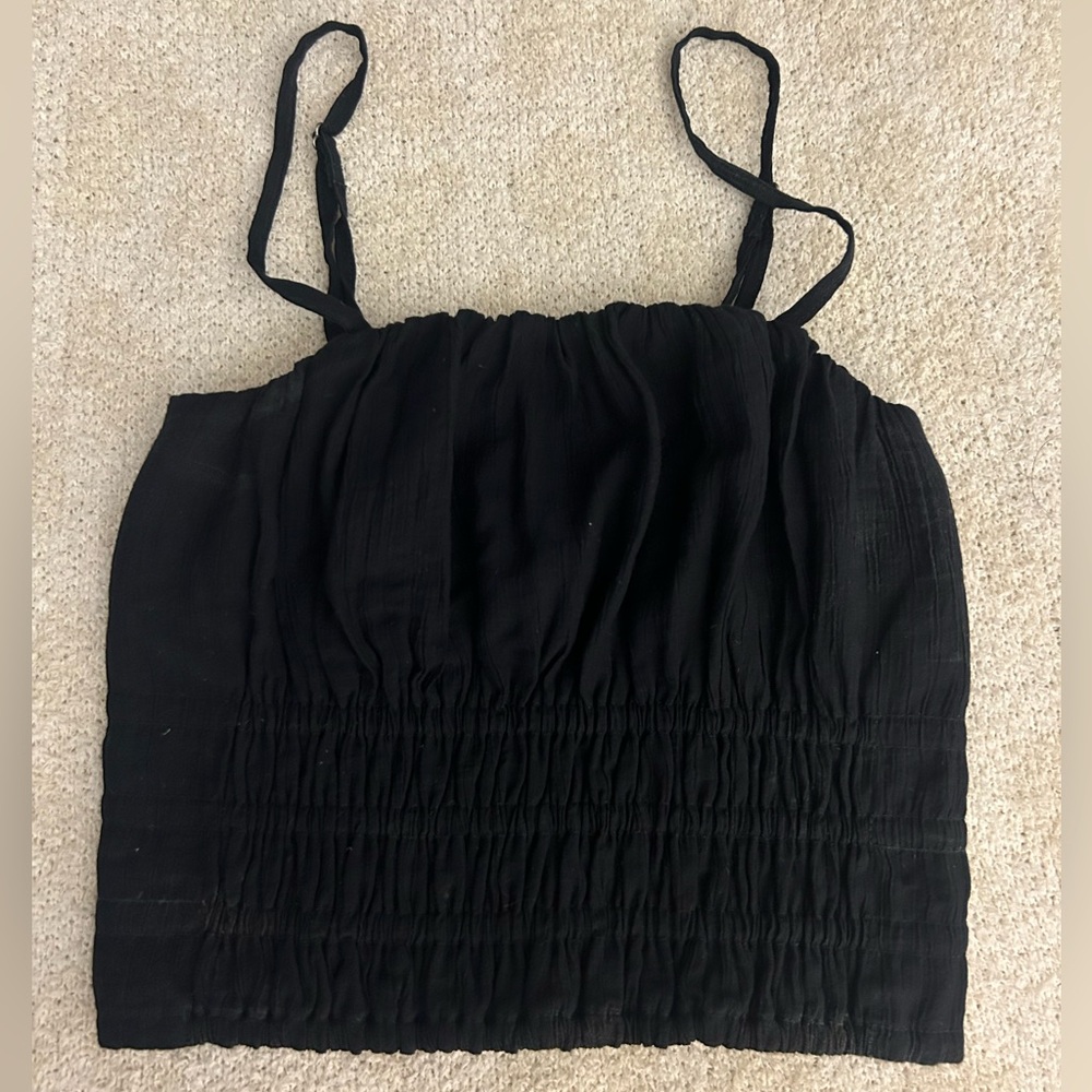 Abercrombie & Fitch Black Ruched Crop Top XS